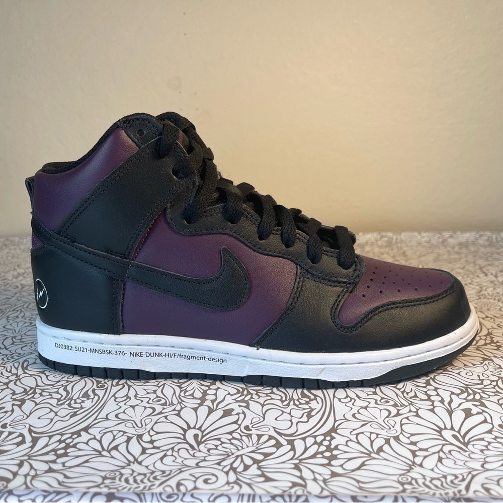 Nike Dunk High x Fragment Design Beijing Black Purple Leather Sneakers